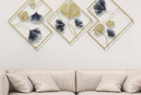 Wandbild Ginkgo 3D Wanddekoration Metall Blätter Wanddeko Wohnzimmer  Hintergrund 164X70,5 Cm Gold throughout Wanddeko Wohnzimmer Modern